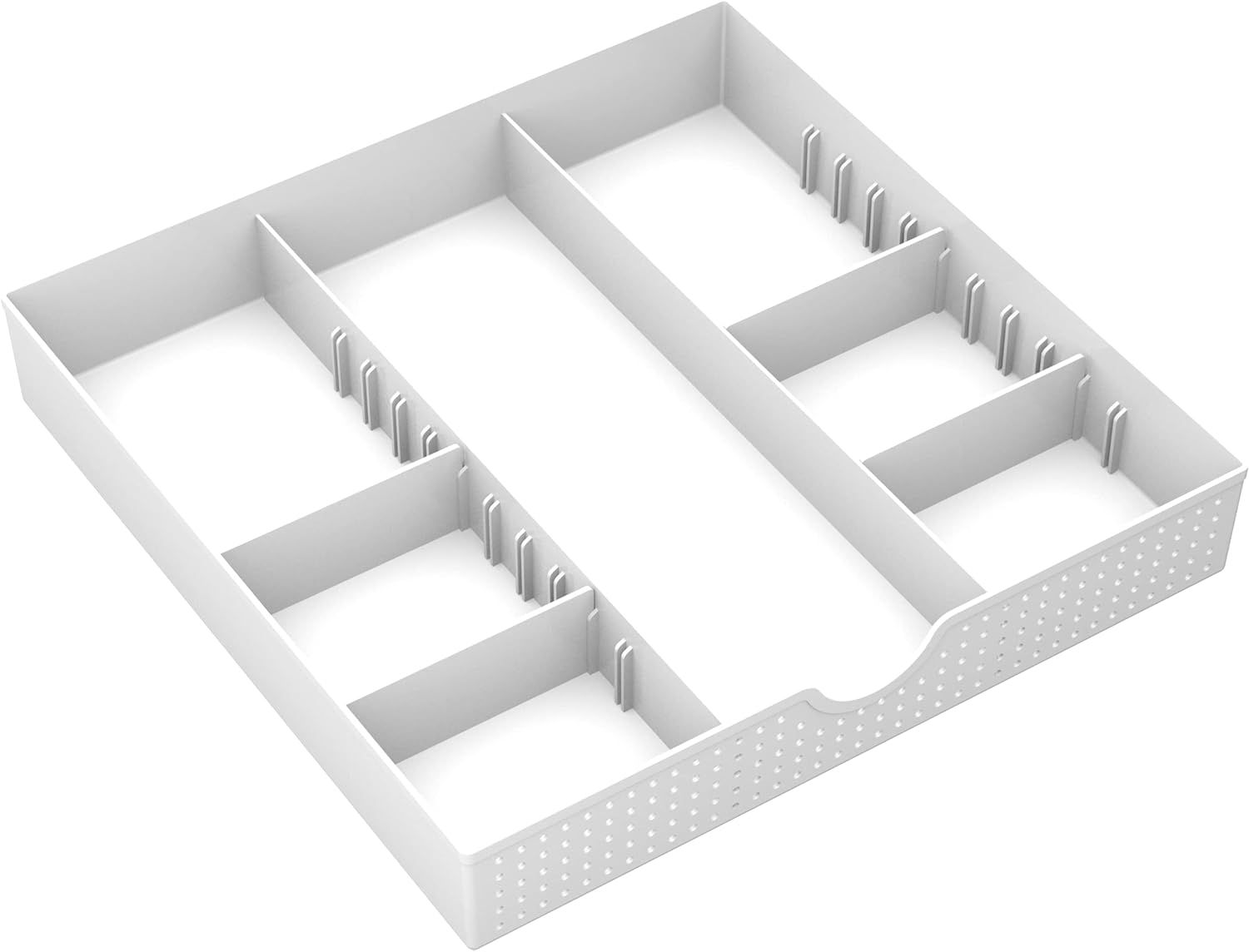 CAXXA 3 Slot Drawer Organizer with 4 Adjustable Dividers - Junk Drawer Storage for Makeup & Vanity, Office Desk Supplies and Accessories (WHITE, 1 PACK) - Image 9